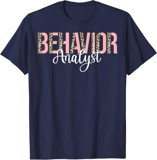 Behavior Analyst - Leopard Behavior ABA Therapist Gifts T-Shirt - T-Shirt | Navy