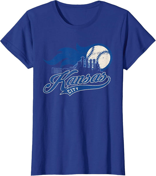 Vintage Kansas City Skyline Gameday Retro Baseball