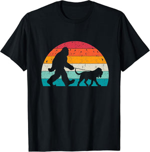 Bigfoot Walking a Dog Funny Bloodhound Lovers Dog Dad