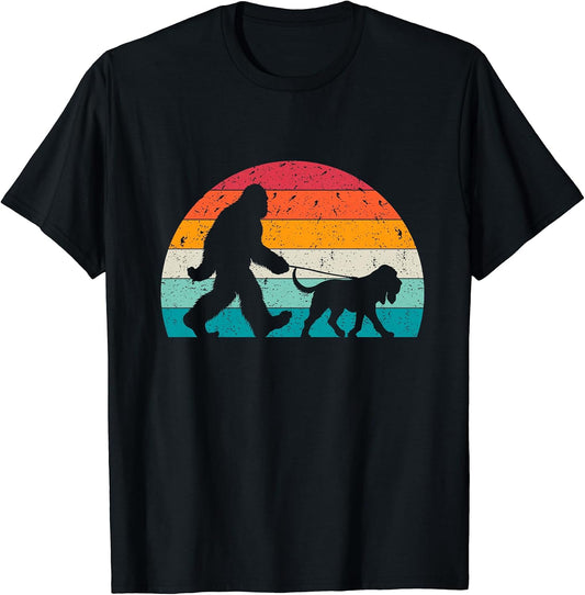 Bigfoot Walking a Dog Funny Bloodhound Lovers Dog Dad