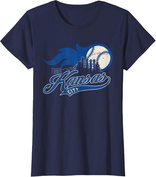 Vintage Kansas City Skyline Gameday Retro Baseball