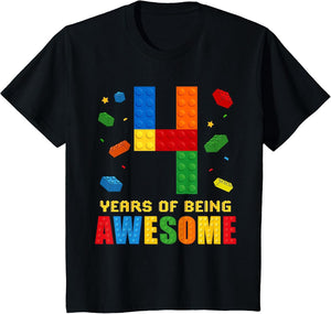 Kids 4 Year Old Birthday Boy Being Awesome Building Bricks 4th