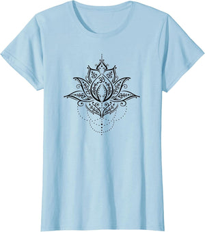 Lotus with Yoga Mehndi Om Symbol Flower Outfit for Fitness