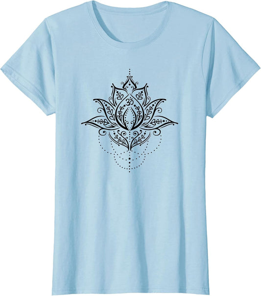 Lotus with Yoga Mehndi Om Symbol Flower Outfit for Fitness