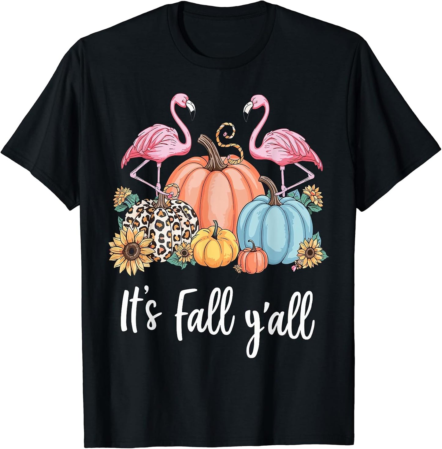 It's Fall Yall Flamingo Lover Leopard Pumpkin Falling Autumn