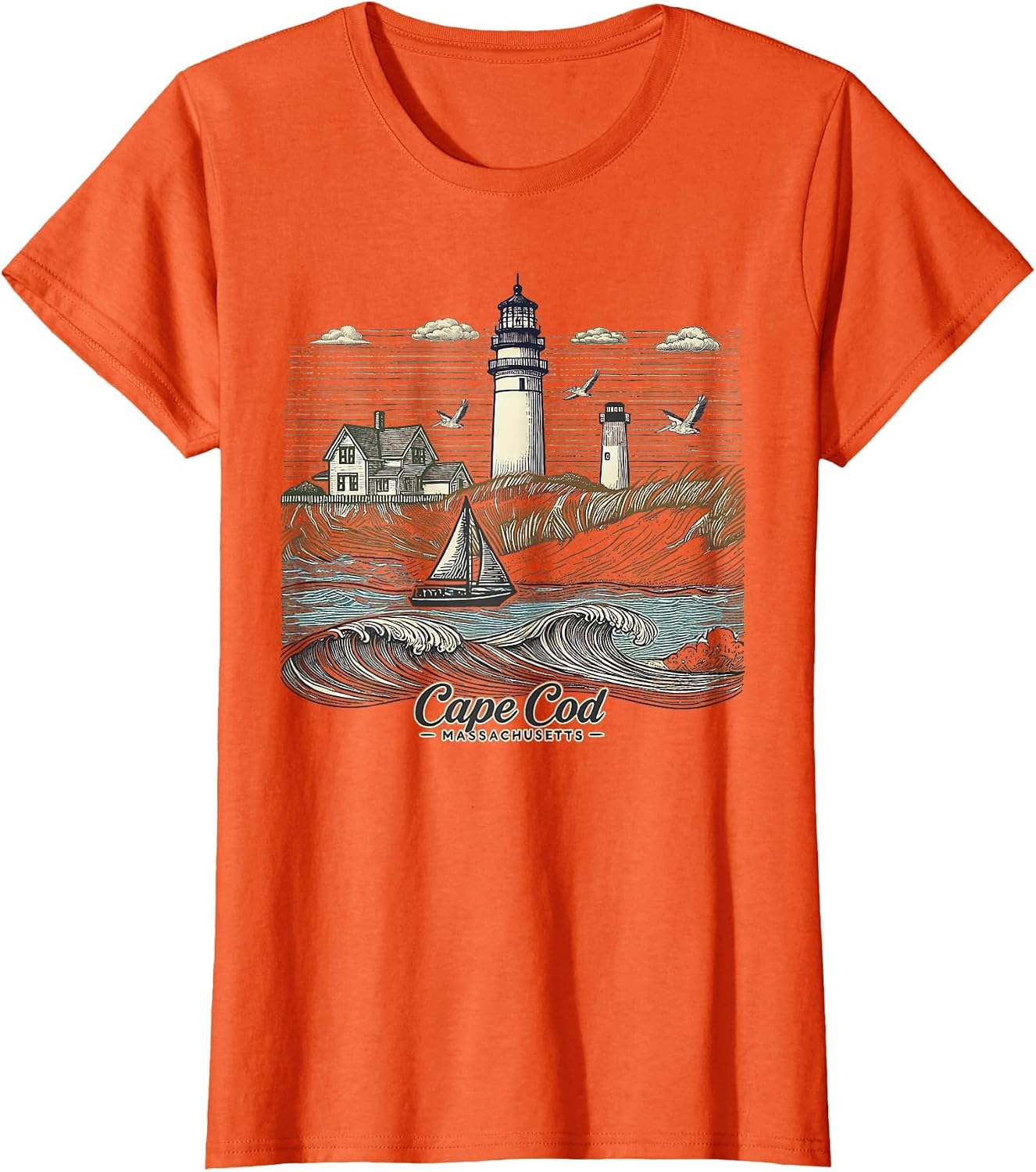 Vintage Cape Cod Massachusetts Nautical Lighthouse Seashore