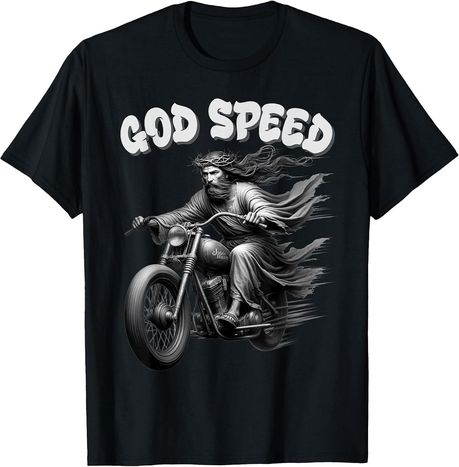 God Speed Jesus on a Motorcycle Christian Humour