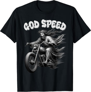 God Speed Jesus on a Motorcycle Christian Humour
