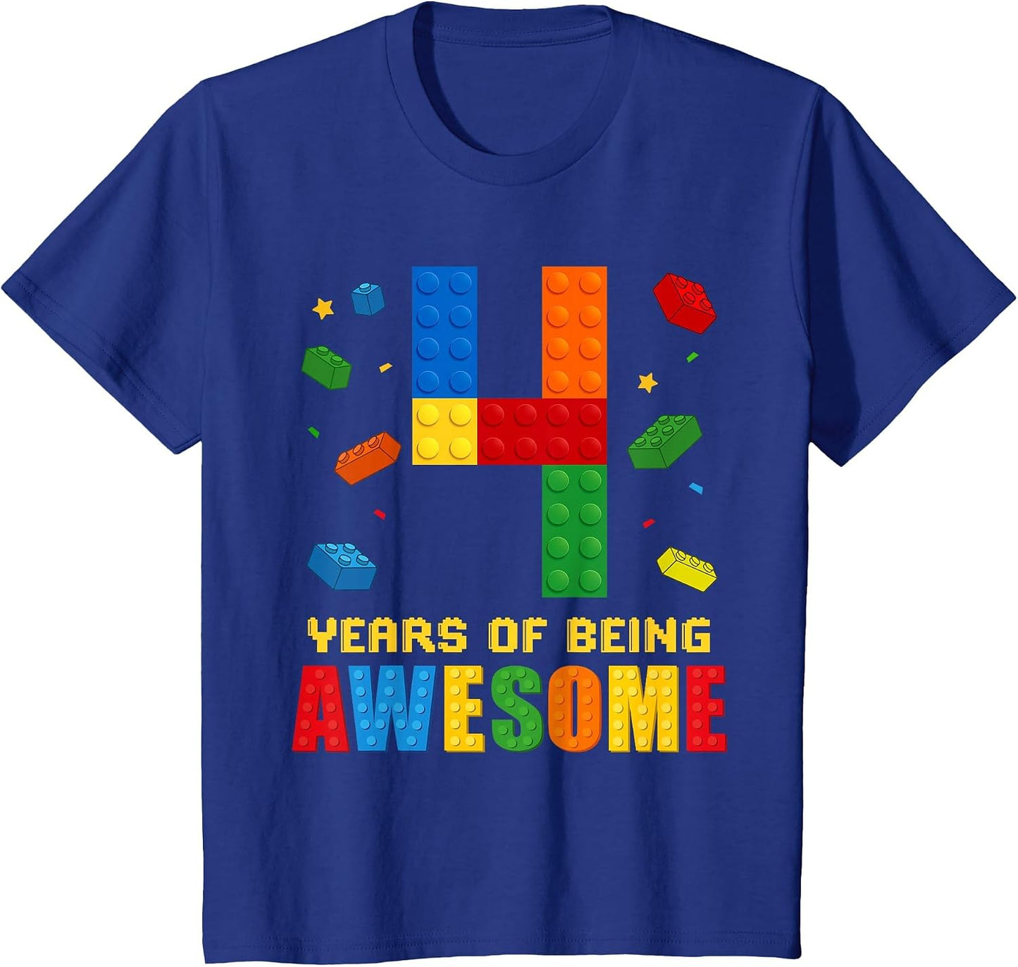 Kids 4 Year Old Birthday Boy Being Awesome Building Bricks 4th