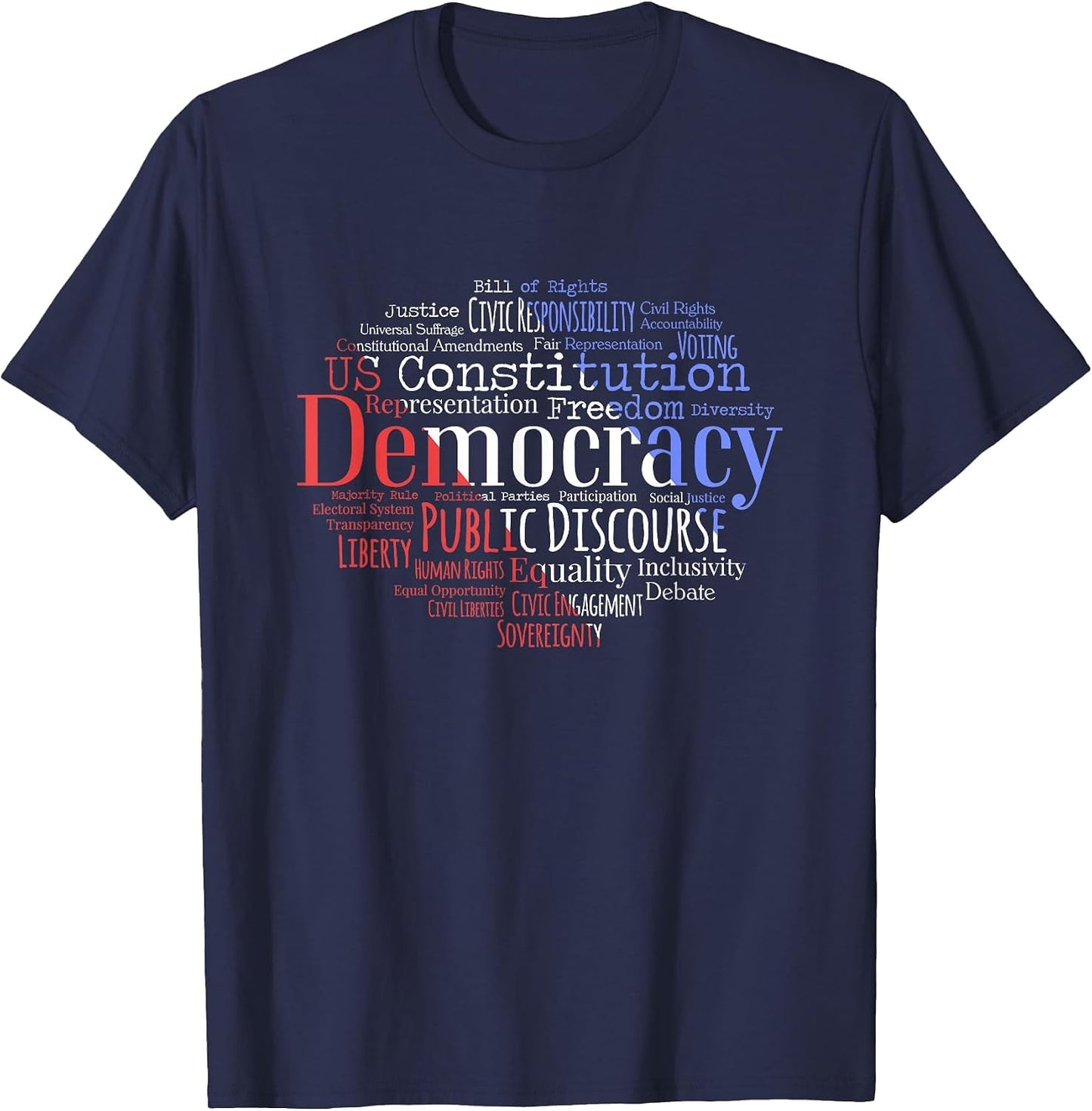 Democracy Word Cloud Art Election Red White and Blue