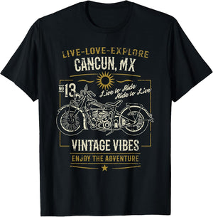 Cancun MX Mexico Vintage Distressed Motorcycle Design
