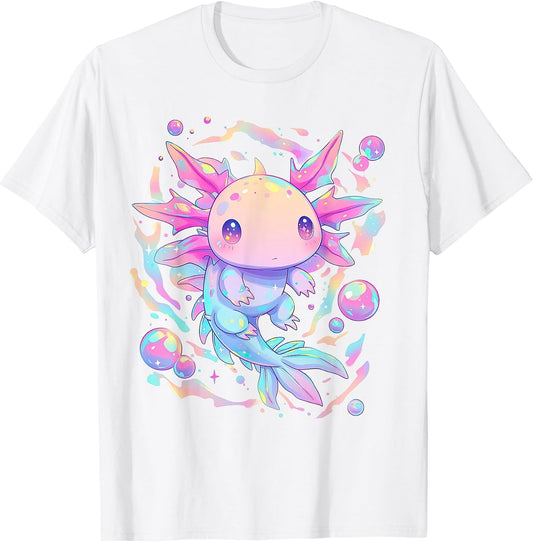 Kawaii Pastel Goth Cute Pink Sparkles Axolotl and Bubbles