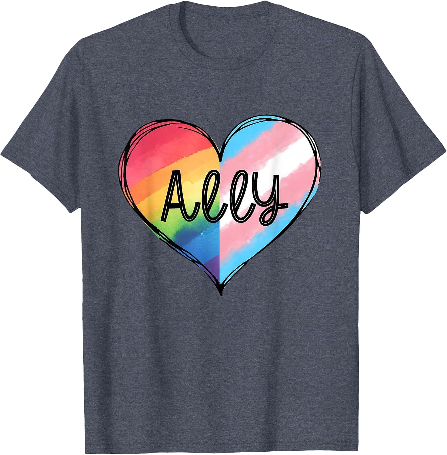 Ally Heart Rainbow and Transgender Flag LGBT Pride Month