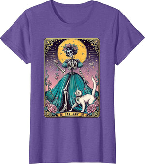 Cat Lady Tarot Card Skeleton Woman Funny Cat Lover