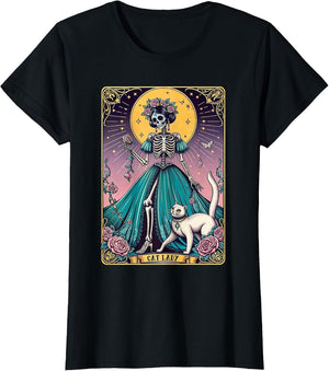 Cat Lady Tarot Card Skeleton Woman Funny Cat Lover
