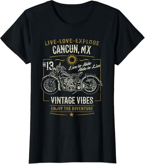 Cancun MX Mexico Vintage Distressed Motorcycle Design