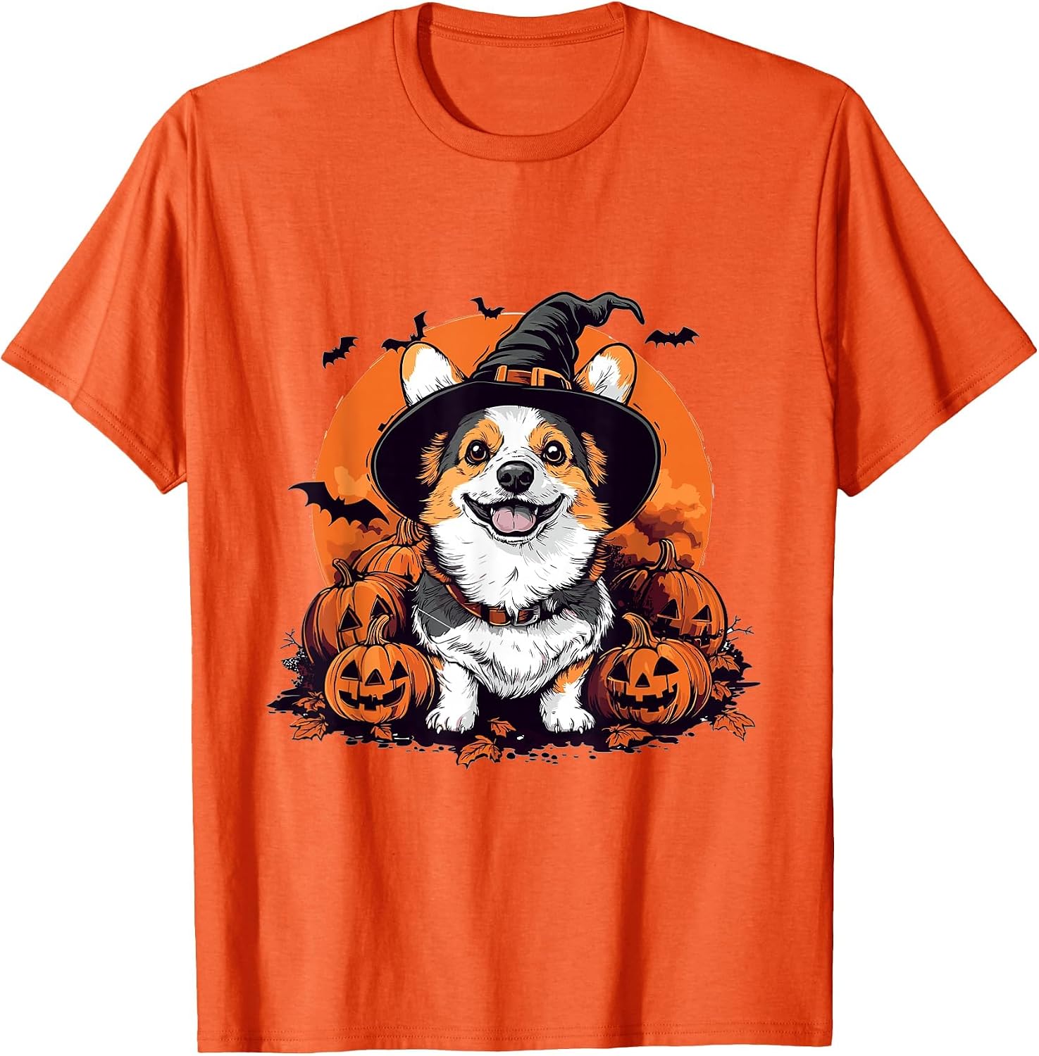 Cardigan Welsh Corgi Dog Whitch Hat Halloween Pumpkin Spooky