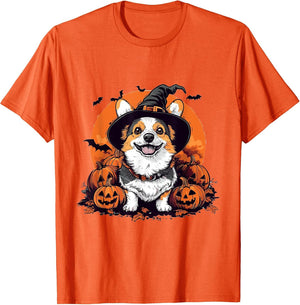 Cardigan Welsh Corgi Dog Whitch Hat Halloween Pumpkin Spooky