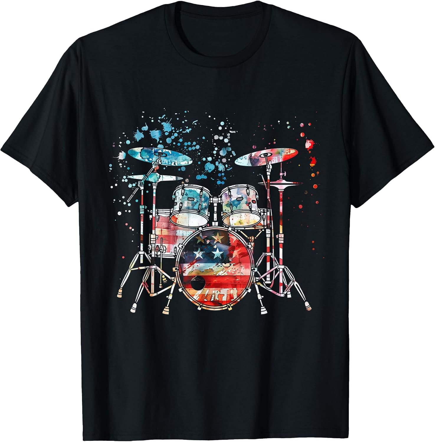 Drummer US Flag Drum Set Country Music Patriotic
