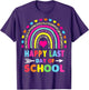 Happy Last Day of School Rainbow Leopard Teacher Student Women Girls Kids