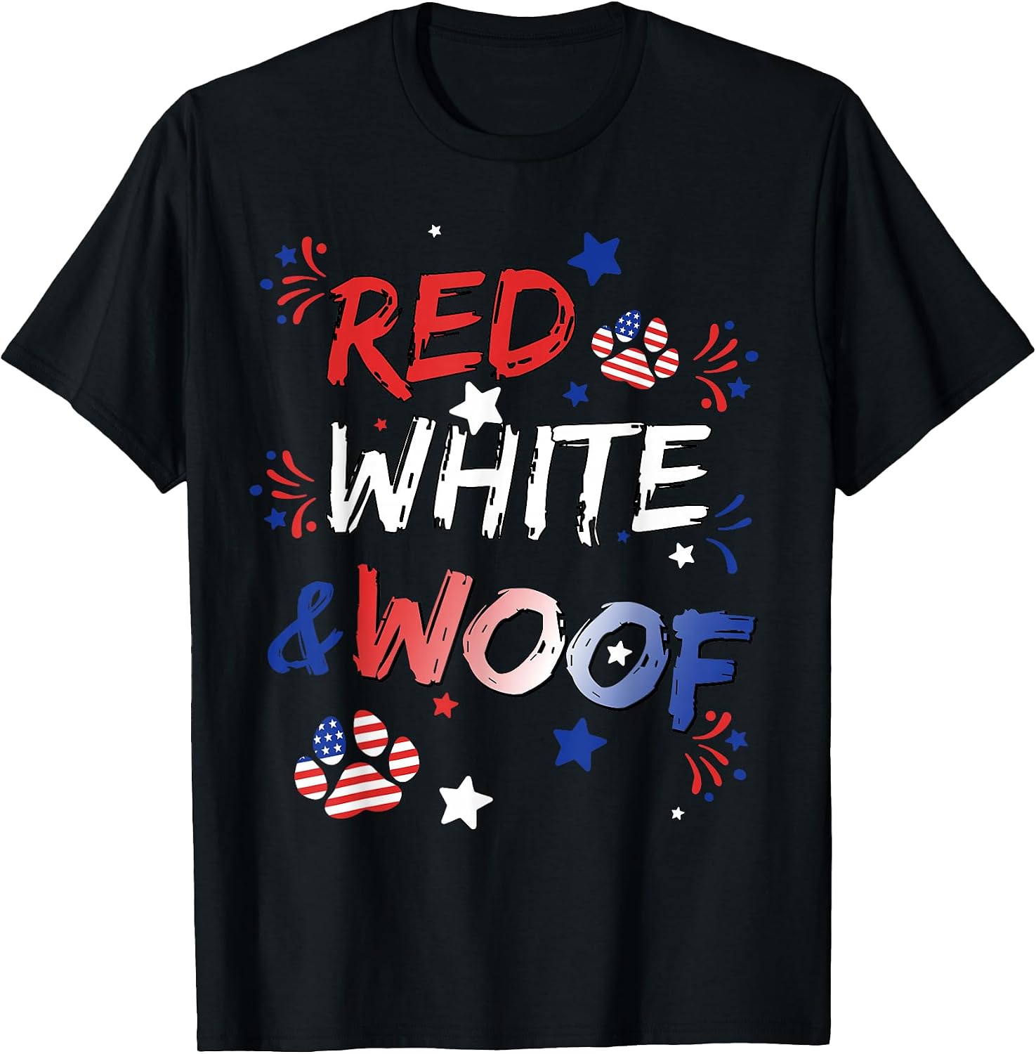 Red White and Woof Paw Print 4th of July Flag