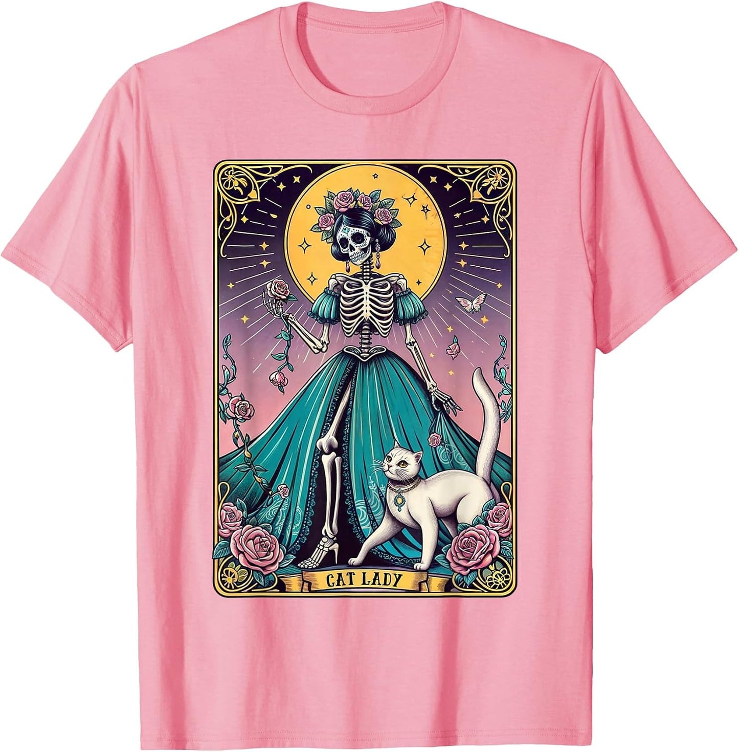 Cat Lady Tarot Card Skeleton Woman Funny Cat Lover