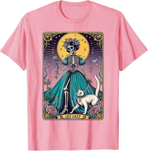 Cat Lady Tarot Card Skeleton Woman Funny Cat Lover