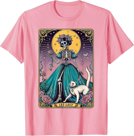 Cat Lady Tarot Card Skeleton Woman Funny Cat Lover