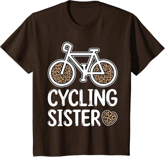 Cycling Sister Leopard Print Cyclist Funny Girls Kid Bicycle