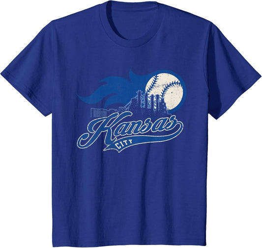 Vintage Kansas City Skyline Gameday Retro Baseball
