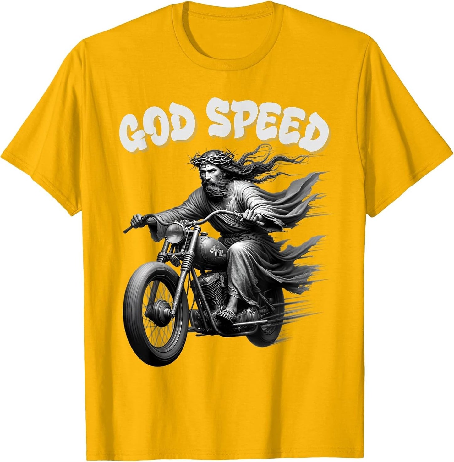 God Speed Jesus on a Motorcycle Christian Humour
