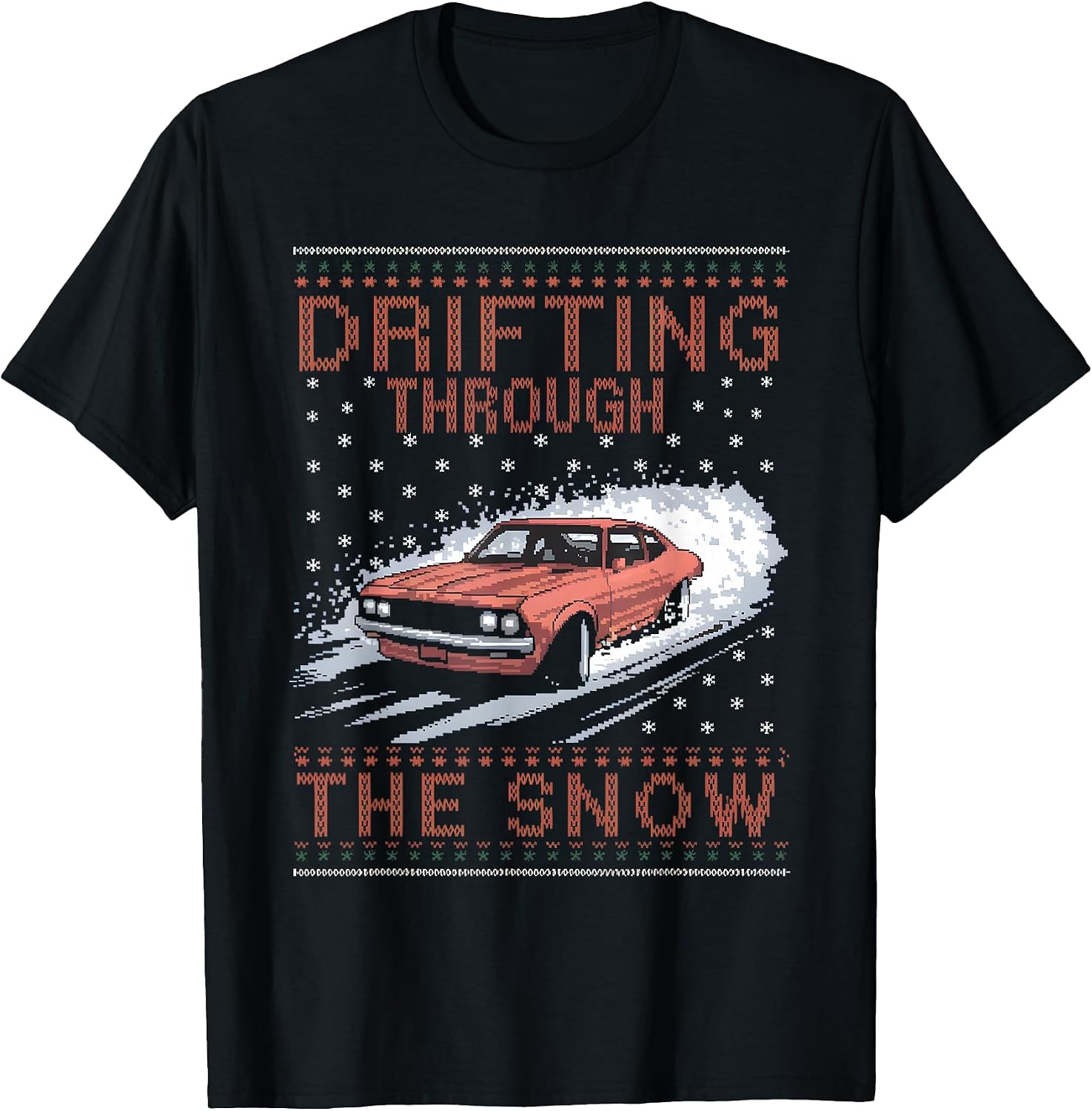 Car Lover Ugly Christmas Sweater Drifting Through The Snow