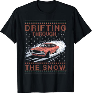 Car Lover Ugly Christmas Sweater Drifting Through The Snow
