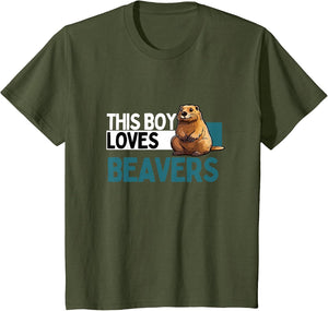 Funny Beaver Shirt Boys Animal Beaver Lover