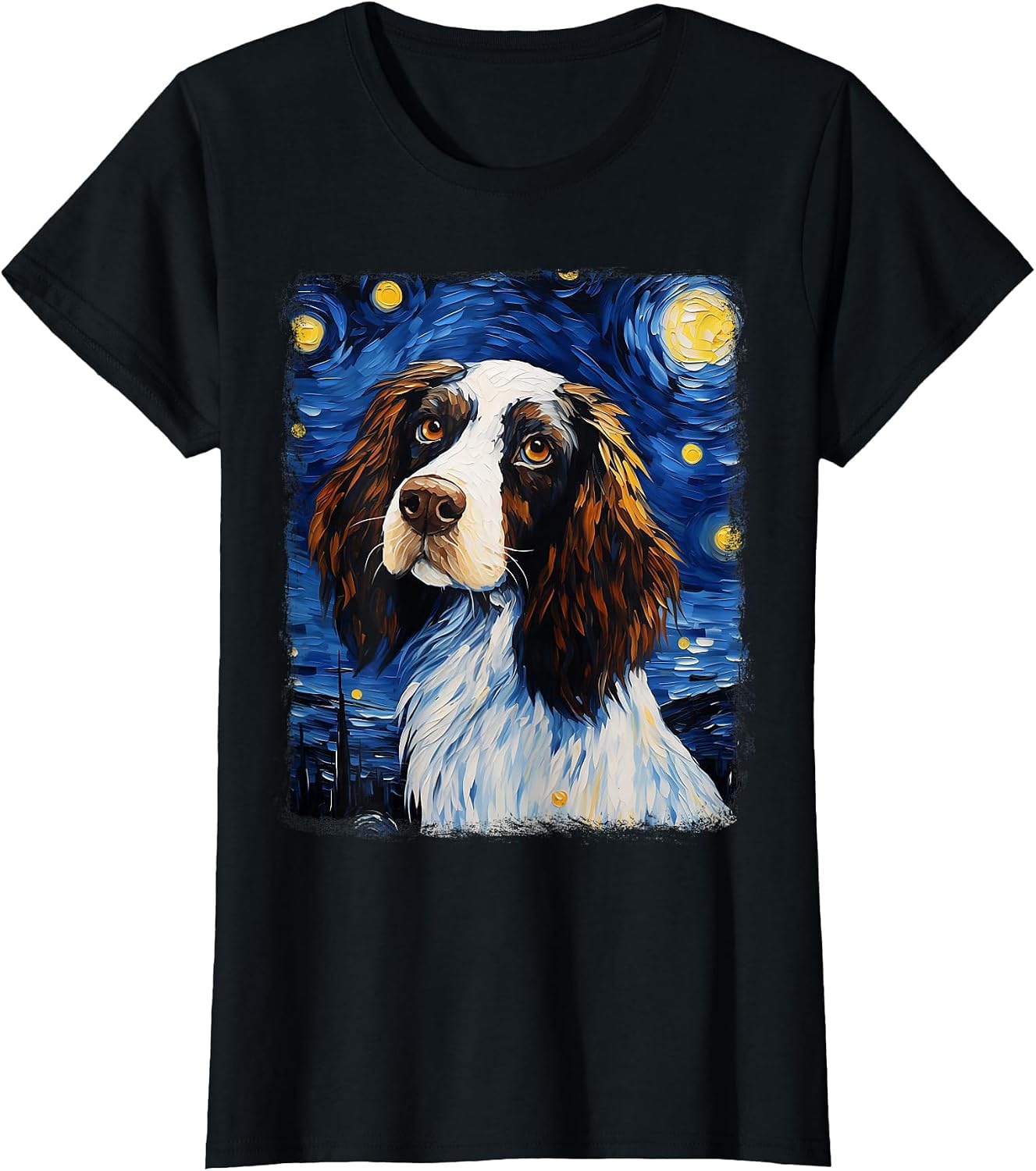 English Springer Spaniel Dog Starry Night Painting