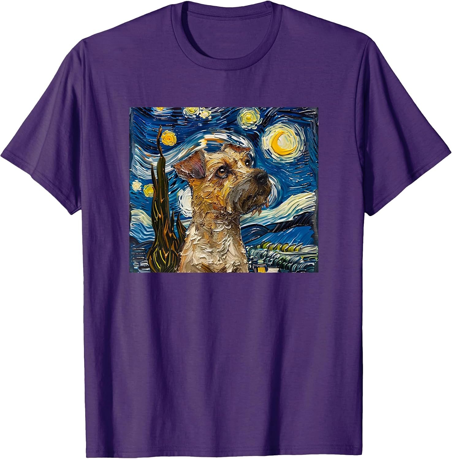 Kids Painting Starry Night Border Terrier Lover