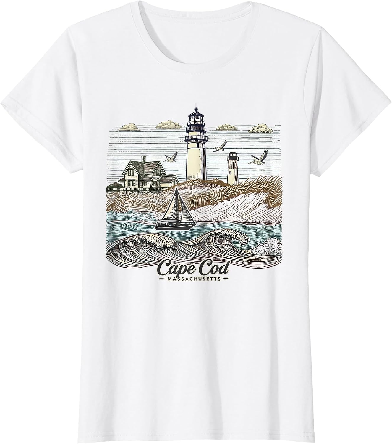Vintage Cape Cod Massachusetts Nautical Lighthouse Seashore