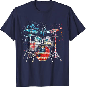 Drummer US Flag Drum Set Country Music Patriotic