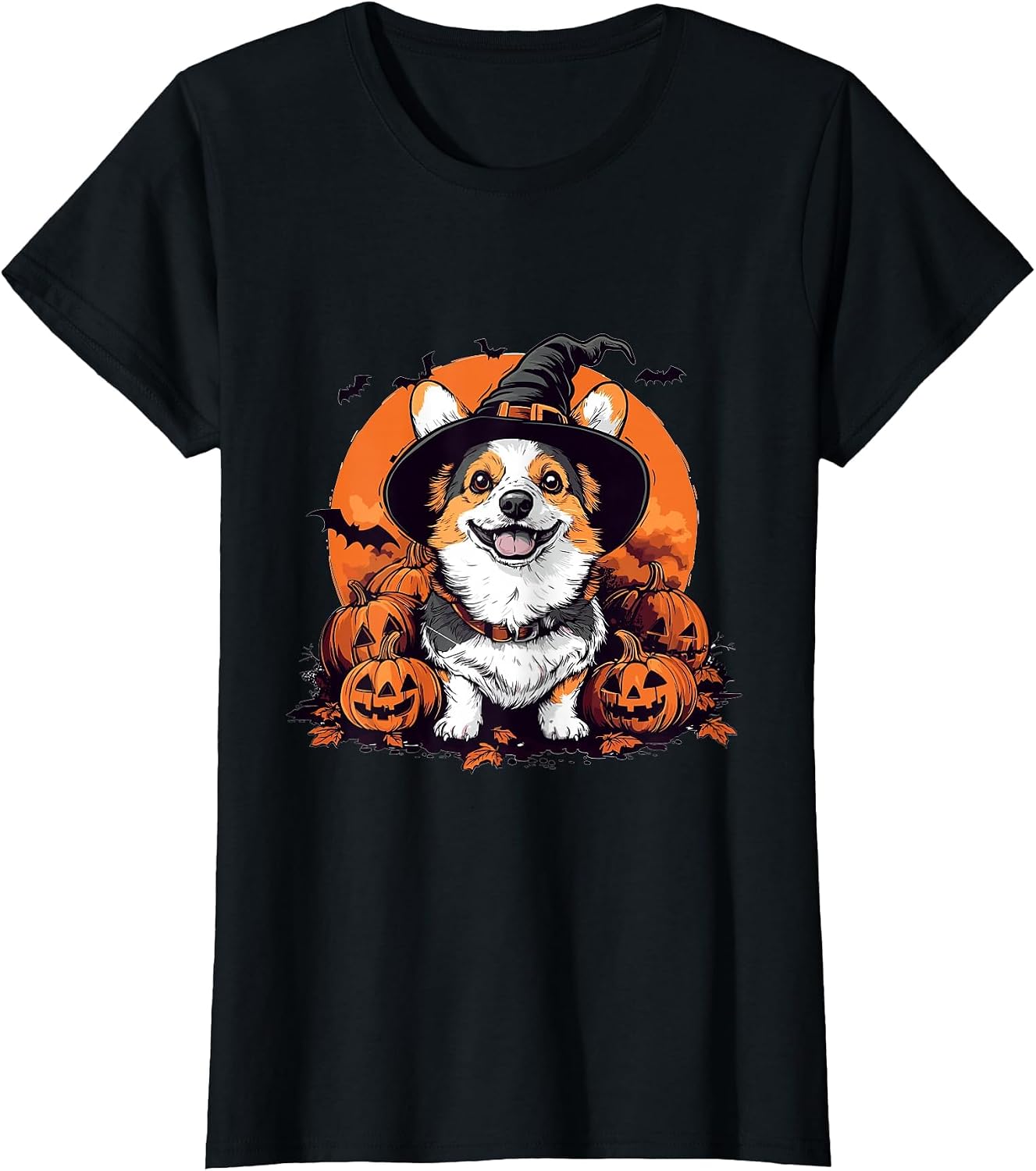 Cardigan Welsh Corgi Dog Whitch Hat Halloween Pumpkin Spooky