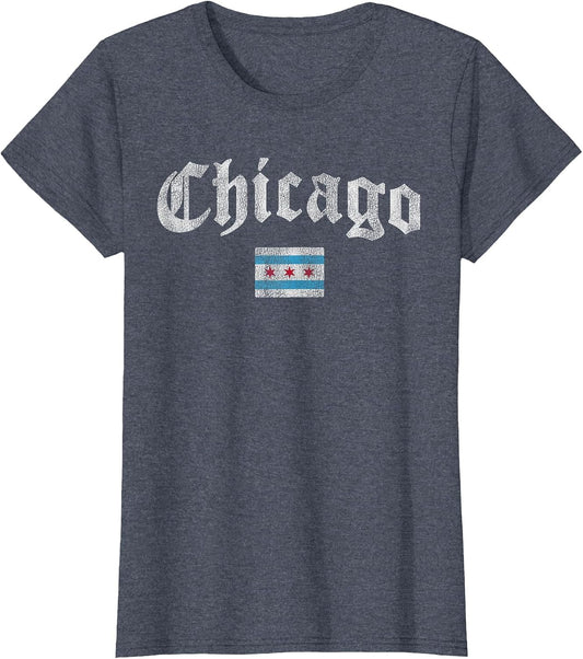 Retro Chicago Flag Souvenir Women Kids Men