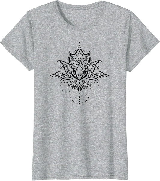 Lotus with Yoga Mehndi Om Symbol Flower Outfit for Fitness