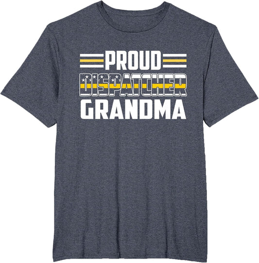 Patriotic 911 Dispatcher Grandma Proud Thin Gold Line