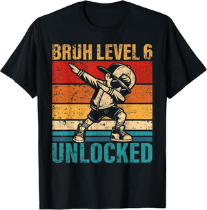 6 Years Old Birthday Dabbing Boy Bruh Level 6 Unlocked
