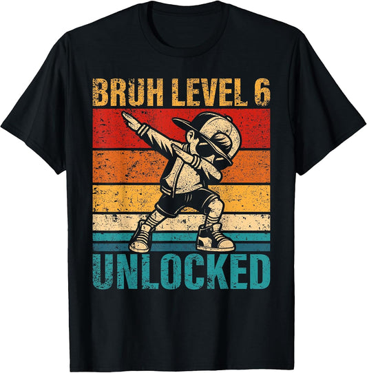 6 Years Old Birthday Dabbing Boy Bruh Level 6 Unlocked