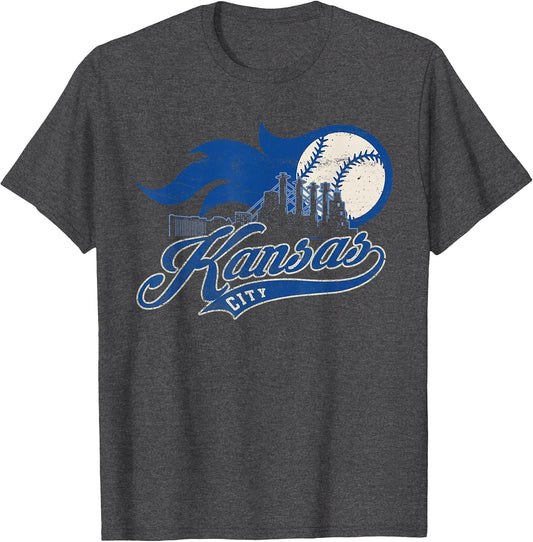 Vintage Kansas City Skyline Gameday Retro Baseball