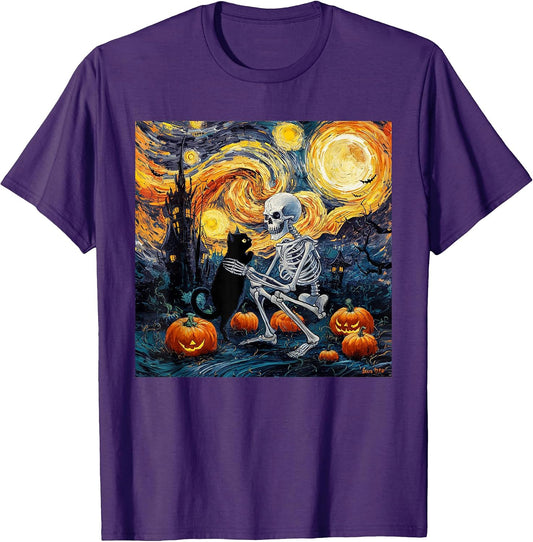 Skeleton Cat Skull Goth Halloween Men Women Kids Cat Lovers