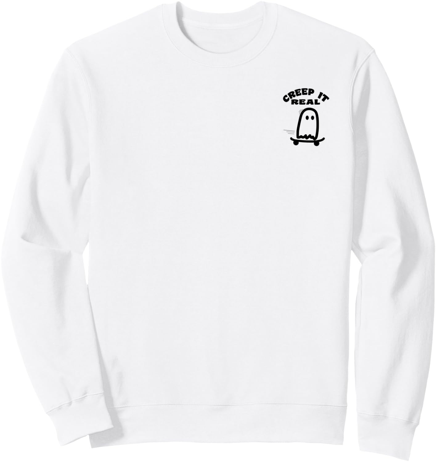 Skateboard Ghost Halloween Costume Funny Ghost Skateboarding Sweatshirt - Sweatshirt | White