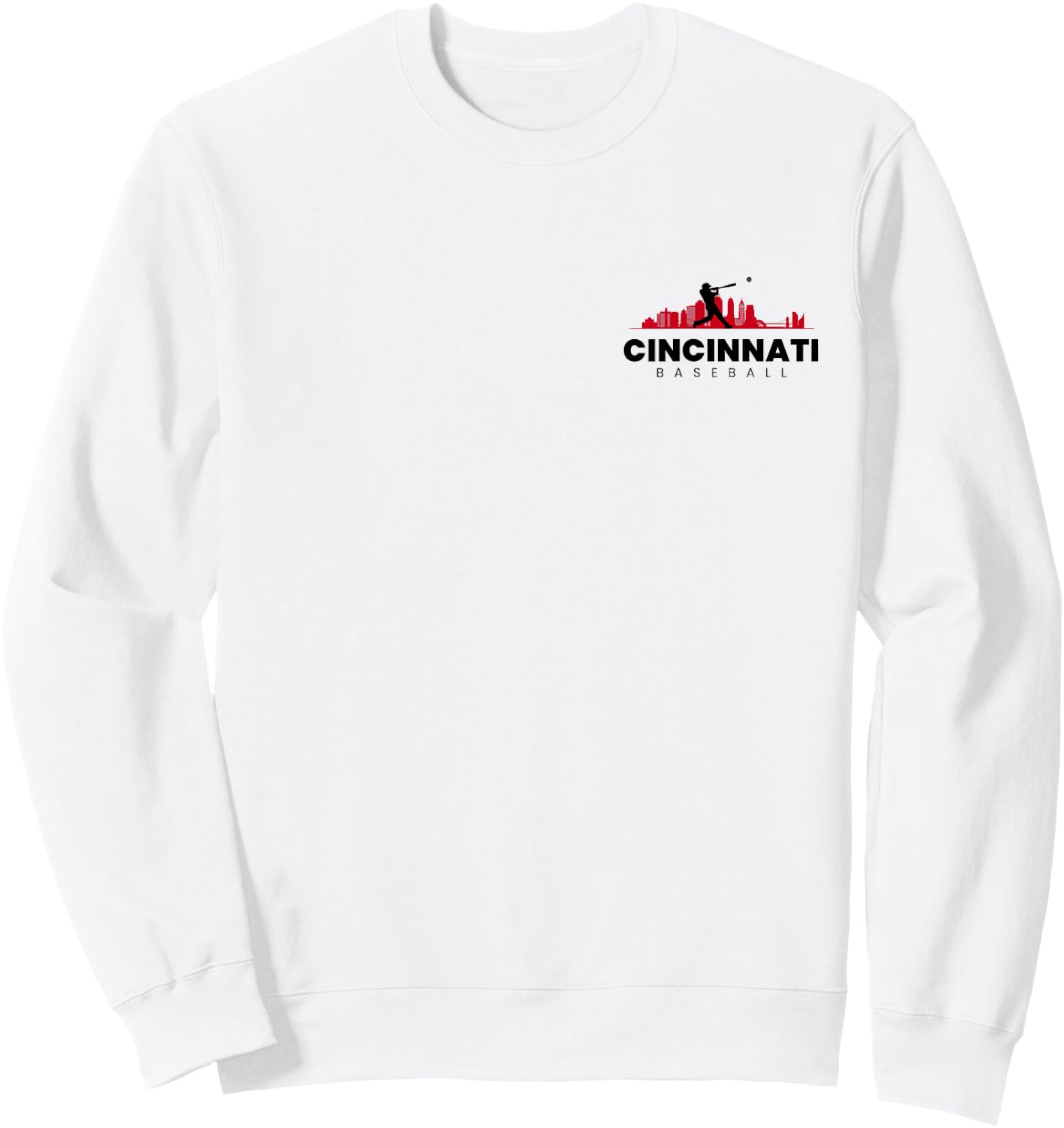 Cincinnati Baseball Minimalist City Skyline Baseball Lover Sweatshirt - Sweatshirt | White