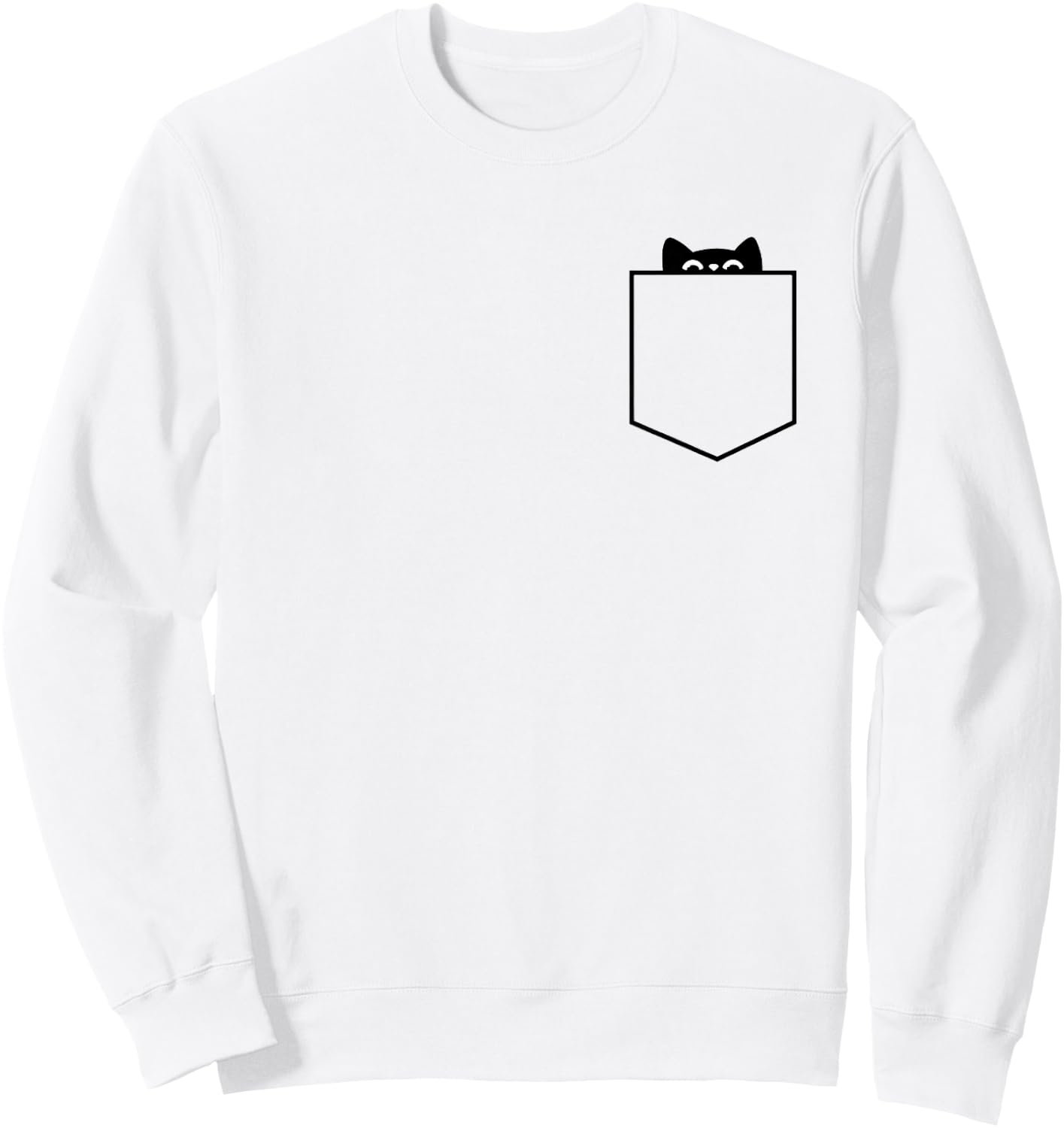 MInimalist Cat In Pocket, Funny Cat In Pocket, Cat Sweatshirt - Sweatshirt | White