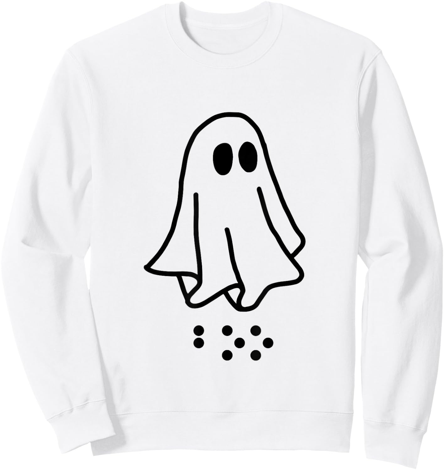 Simulated Braille Halloween Clothing Adult and Youth Ghost Sweatshirt - Sweatshirt | White